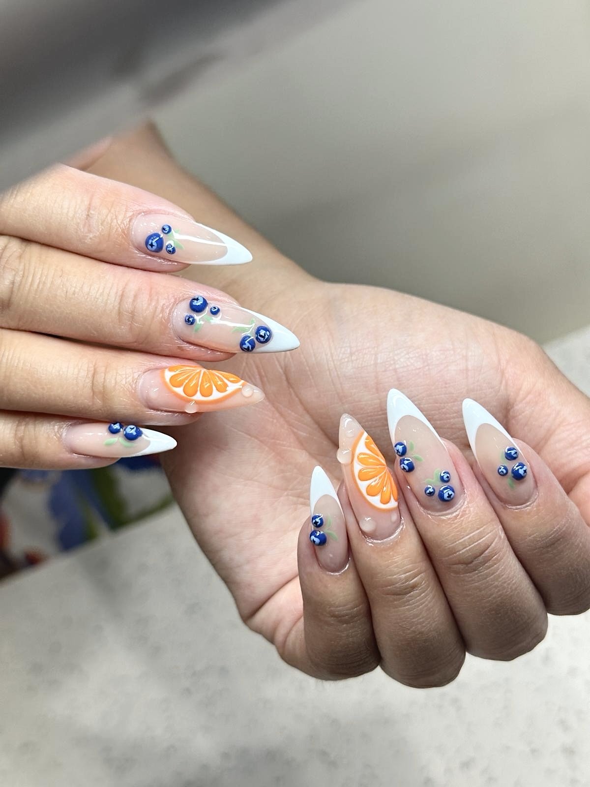 Citrus fruit nail art